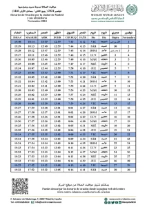 Lee más sobre el artículo Horario de oración – Noviembre 2024