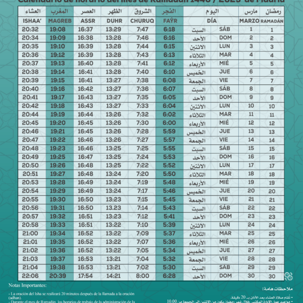 Horario de Ramadan 2025