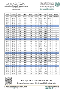 Read more about the article Horario de oración | Septiembre 2025