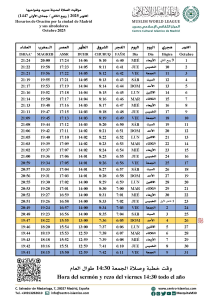 Read more about the article Horario de oración | Octubre 2025